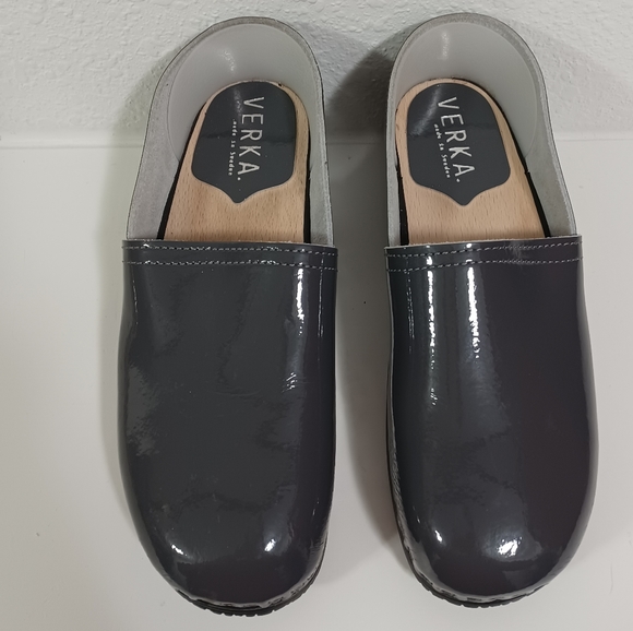 Verka Shoes - Verka Dark Gray Swedish Wooden Clogs 39